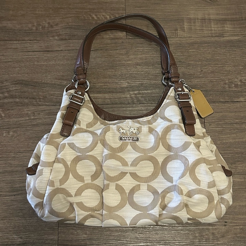 Coach Beige and Brown Shoulder Bag